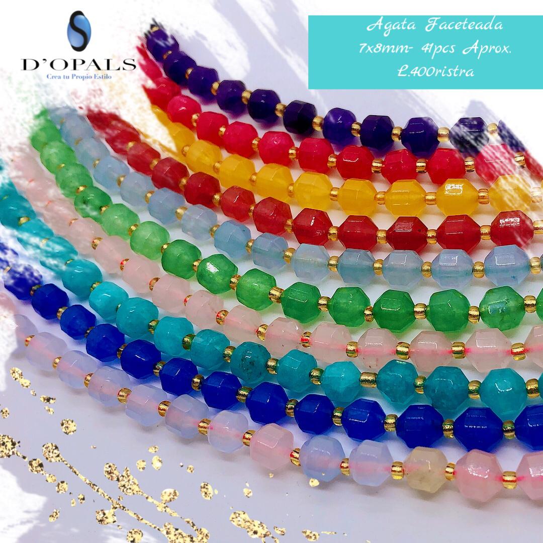 PIEDRA AGATA FACETEADA 7X8MM 41PCS APROX.