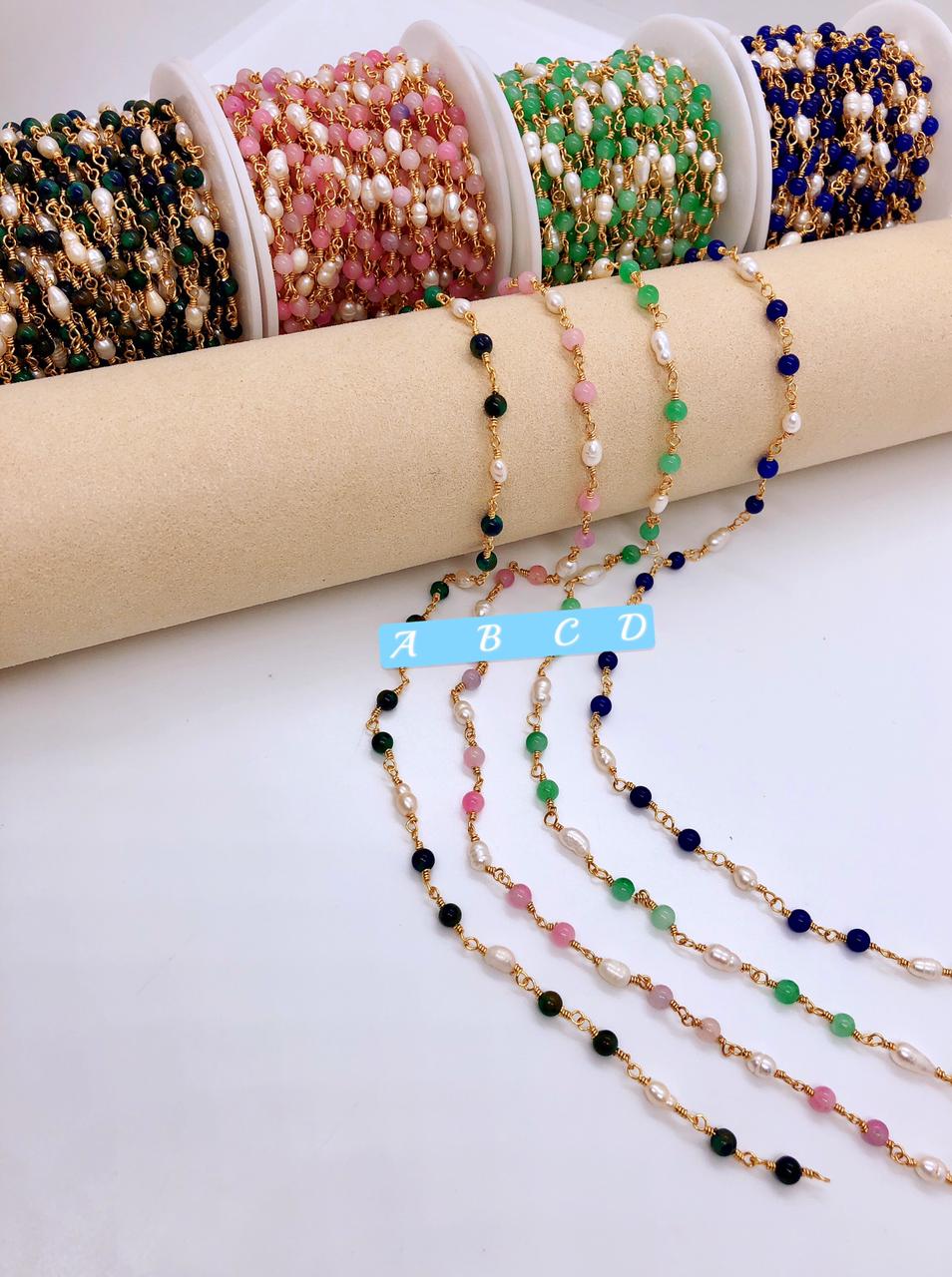 CADENA GOLDPLATED CON PERLA DE RIO Y AGATA