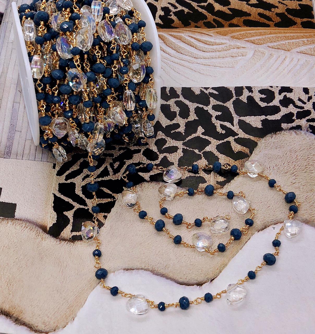 CADENA GOLDPLATED CON CRISTAL RONDEL 3MM