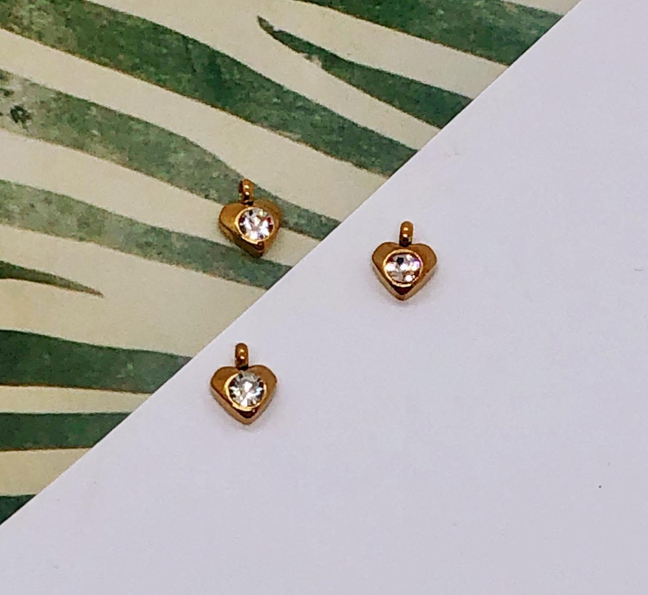 DIJE DE ACERO  CORAZON CON CIRCONIA