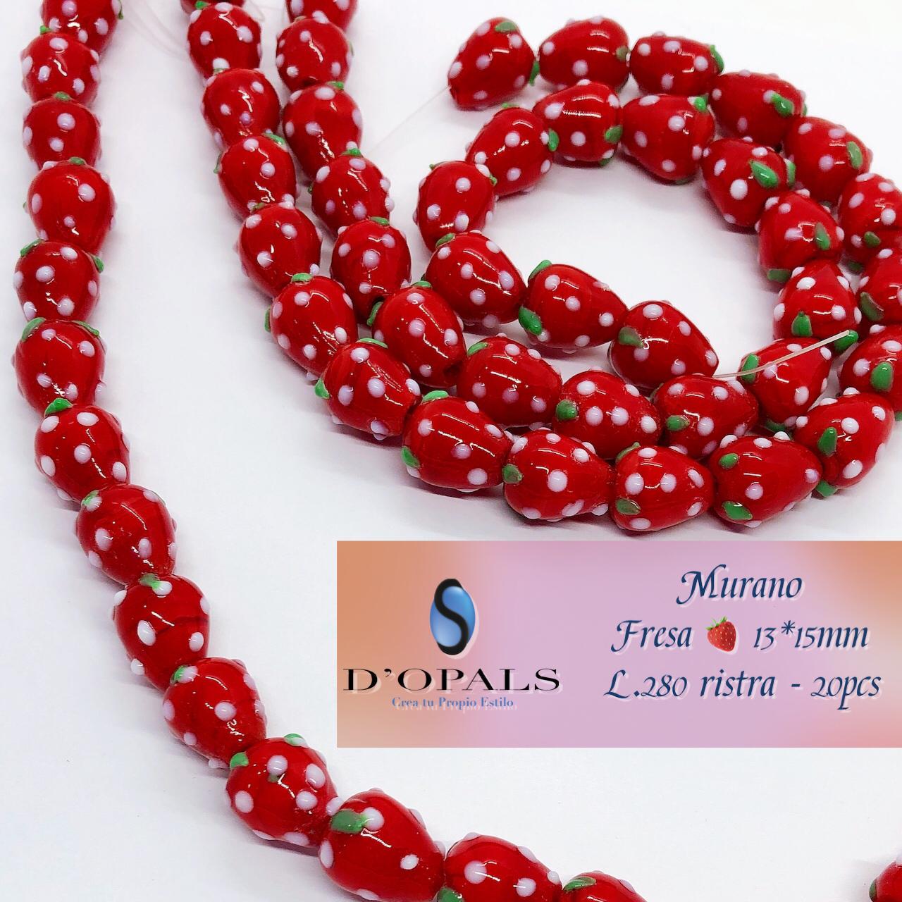 MURANO FRESAS 13X15MM 20PCS APROX.