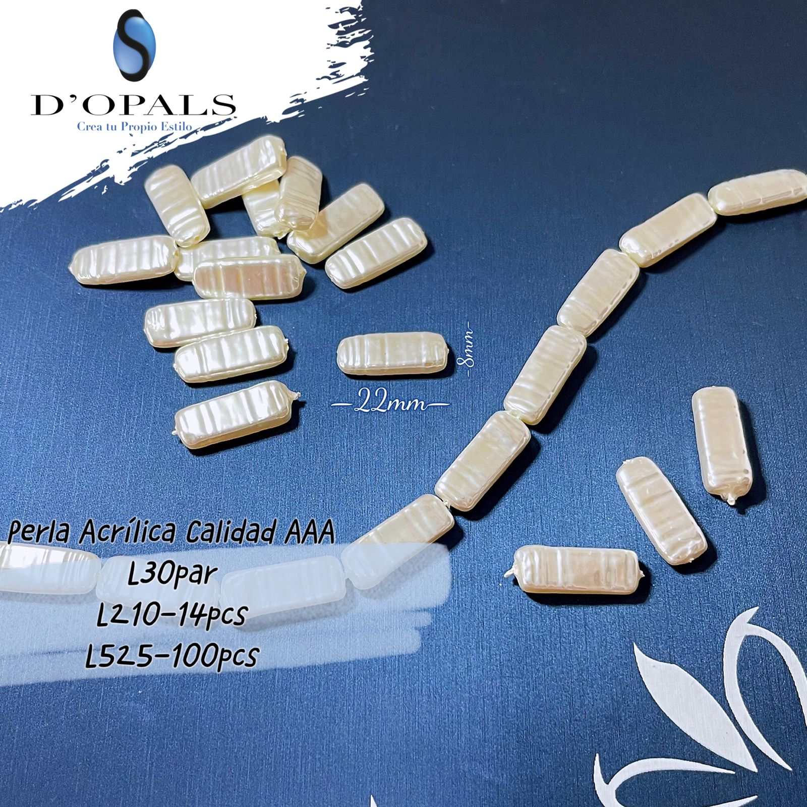 PERLA ACRILICA 8X22MM RISTRA 14PCS