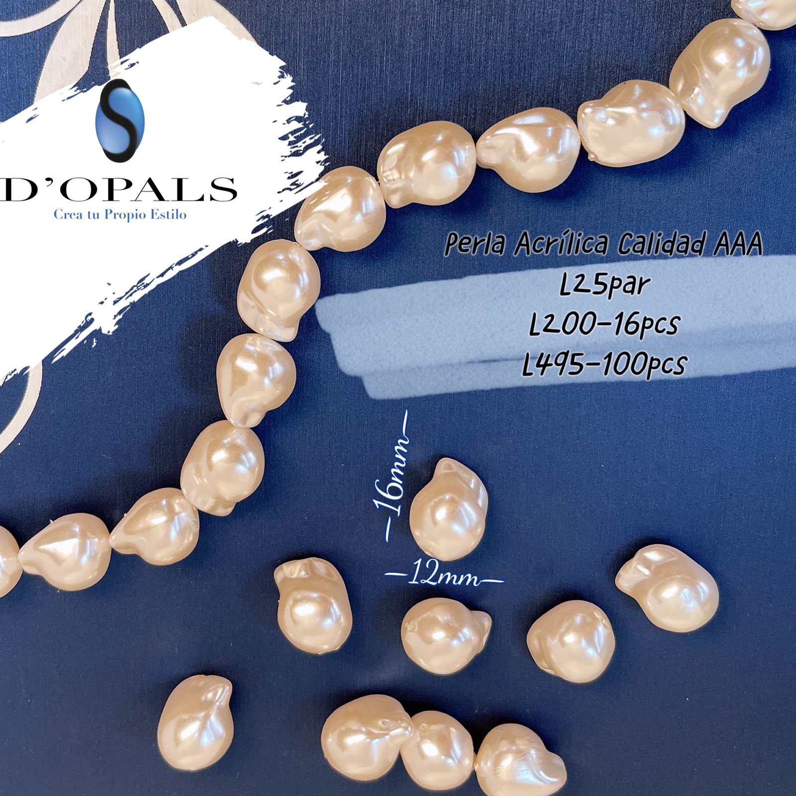 PERLAS ACRILICAS BARROCAS 16X12MM