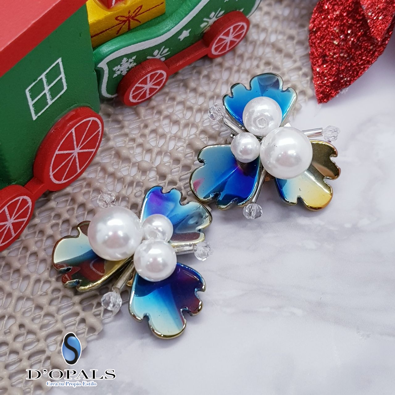 FLORES ACRILICAS CON CRISTAL Y PERLA