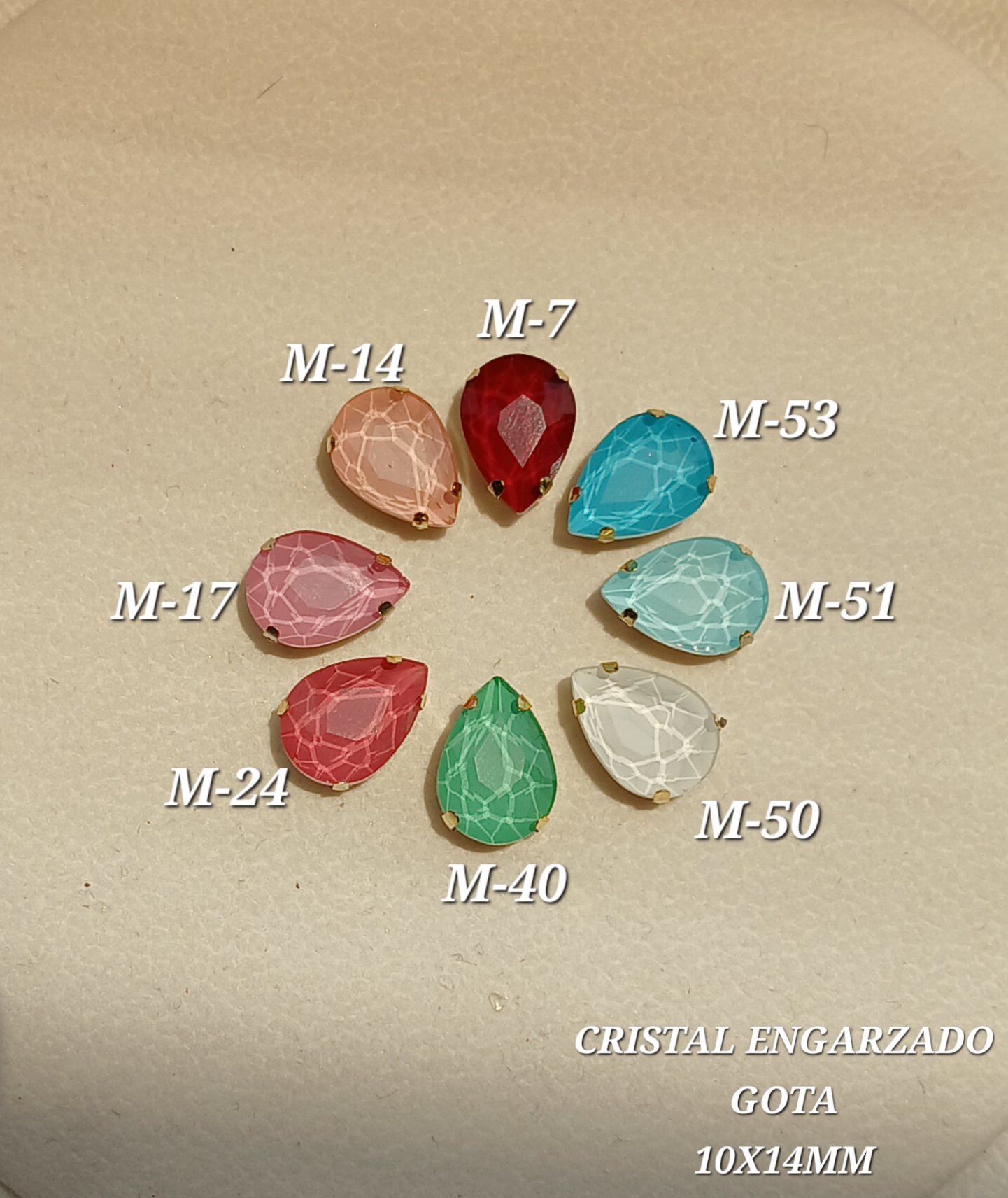 CRISTAL ENGARZADO GOTA PEQUEÑA 10X14MM BOLSA 6 PARES