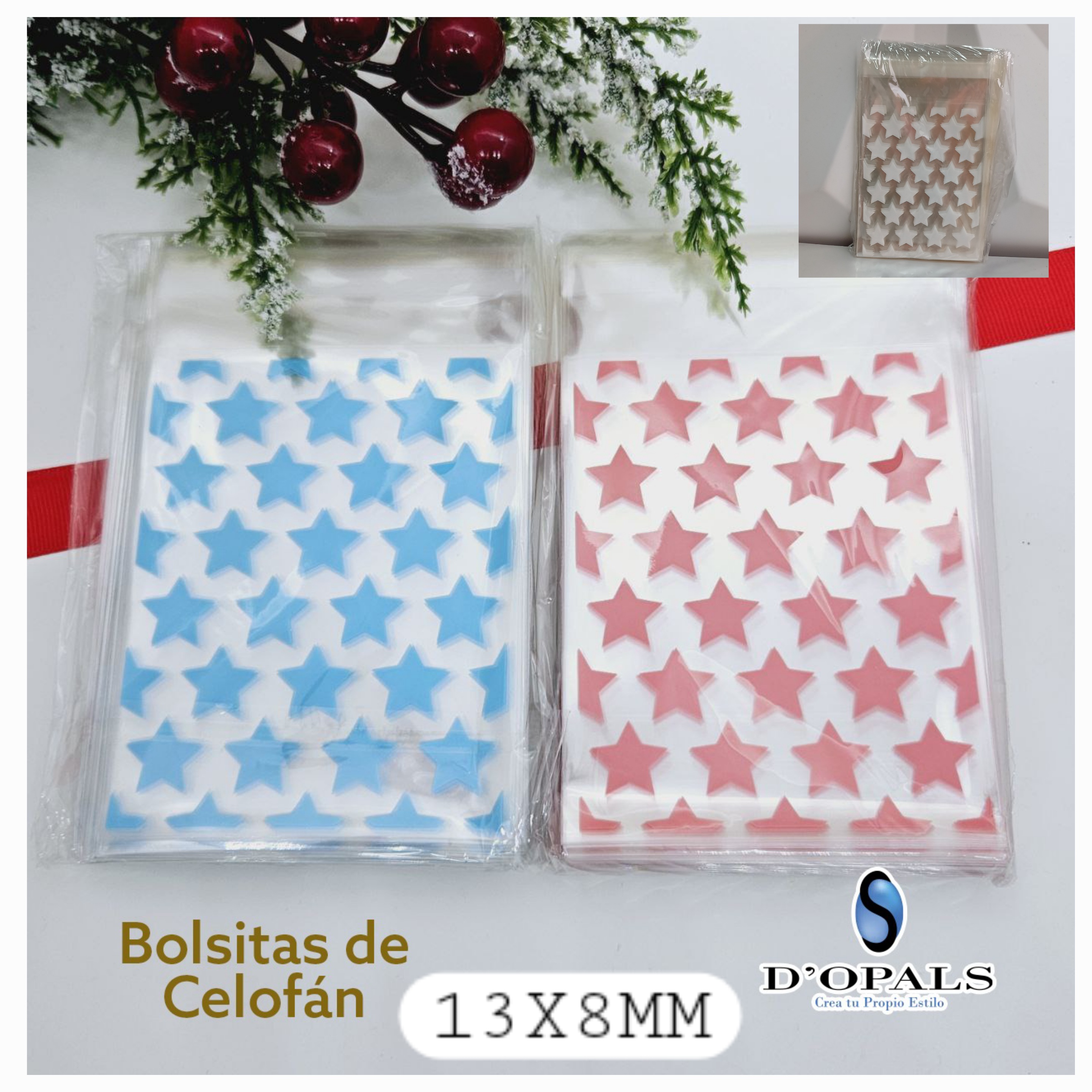 BOLSAS CON PEGAMENTO DECORADA 10X10CM PAQUETE 100PCS