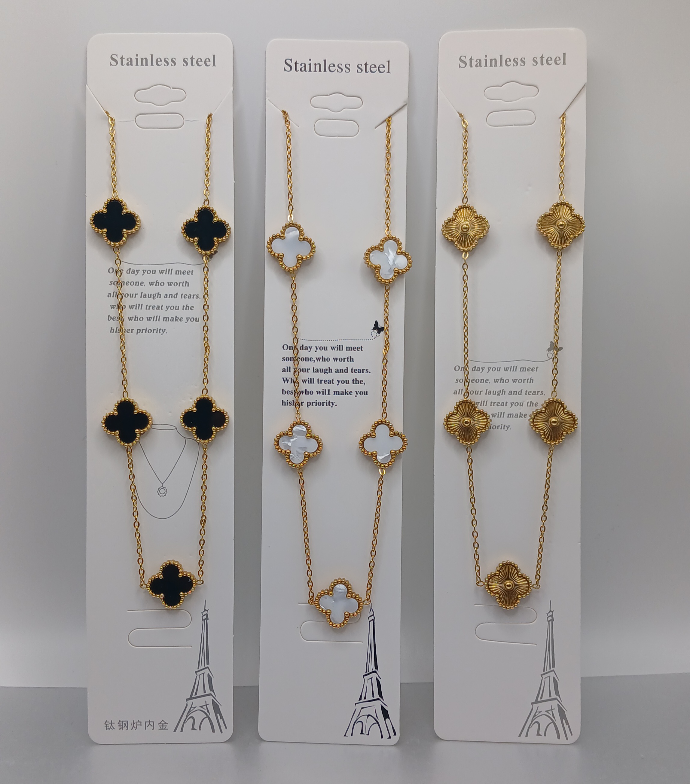 CADENA TERMINADA DE VAN CLEEF ACERO INOXIDABLE