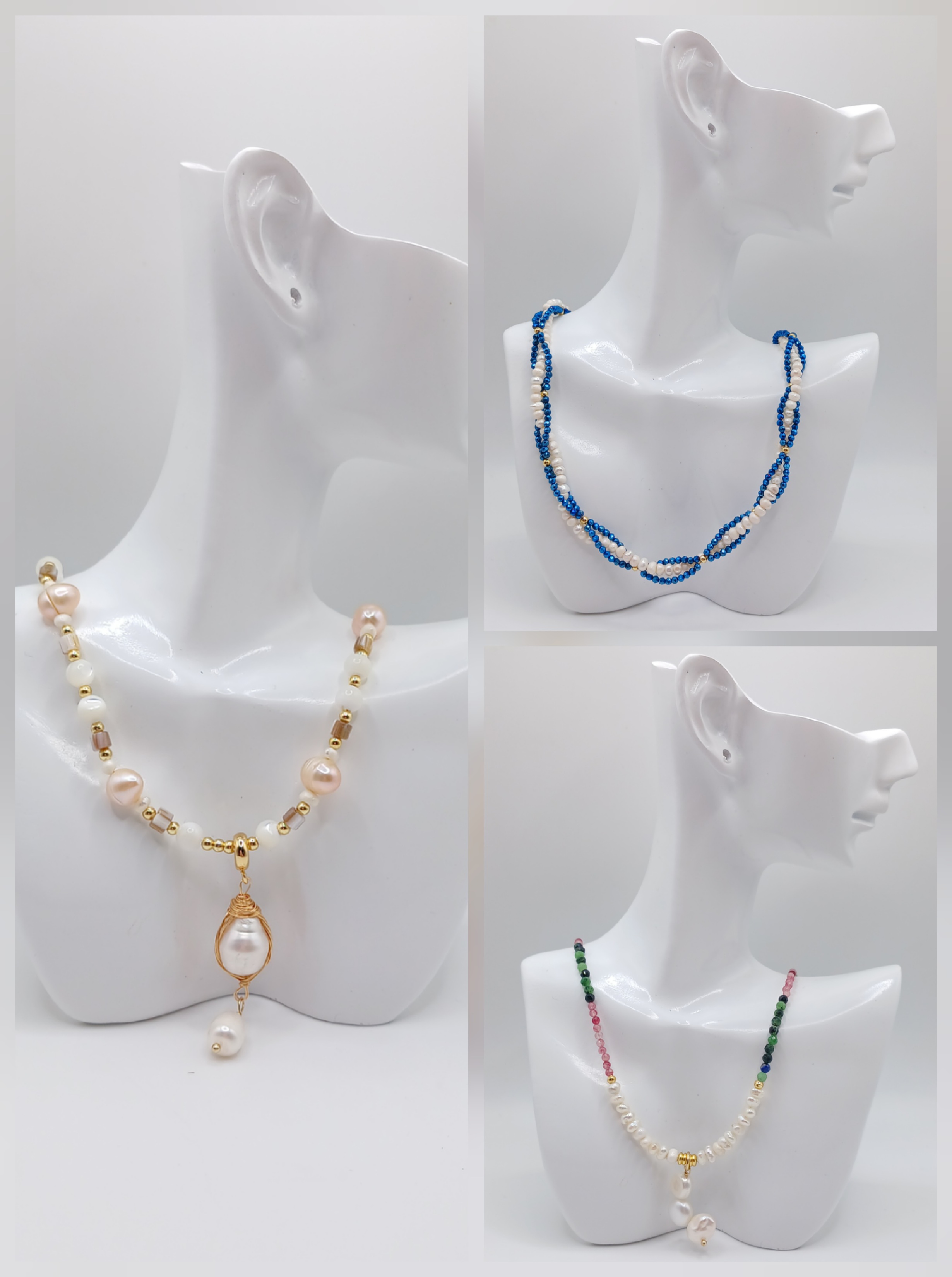 COLLARES TERMINADOS CON PERLAS Y PIEDRAS