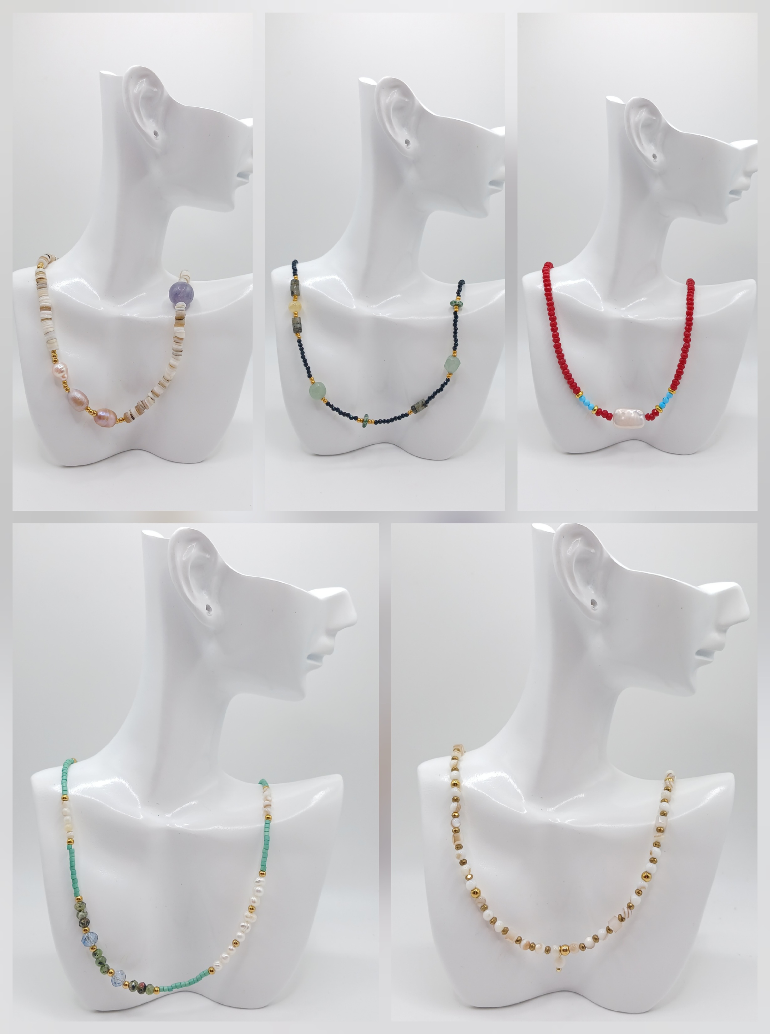 COLLARES TERMINADOS CON PERLAS Y PIEDRAS