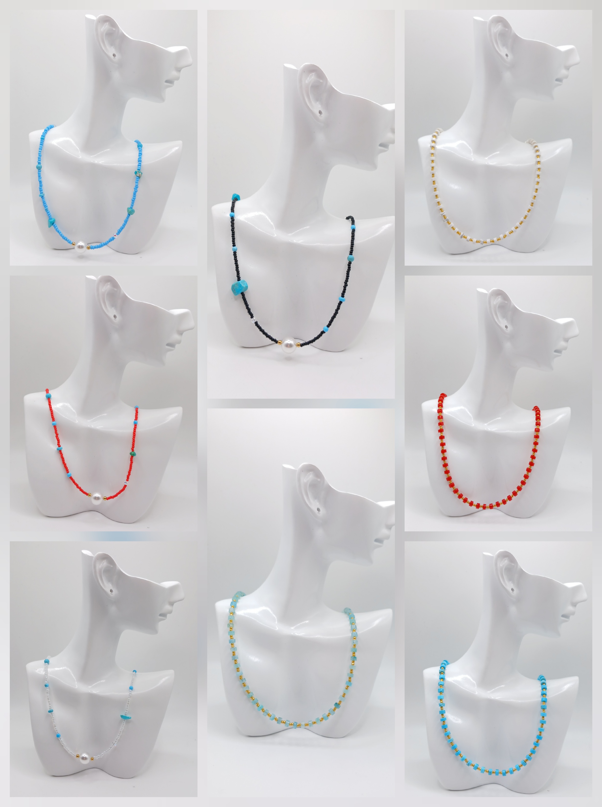 COLLARES TERMINADOS CON PERLAS Y PIEDRAS