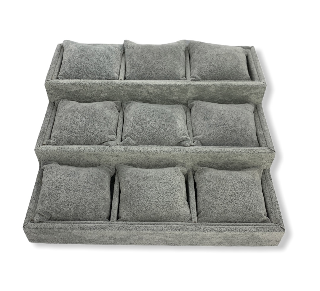 EXHIBIDOR 3 NIVELES CON ALMOHADILLA