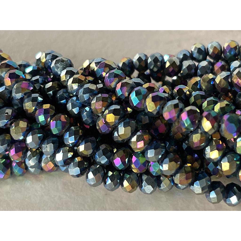 CRISTAL RONDEL MULTICOLOR METALICO TORNASOL 6MM