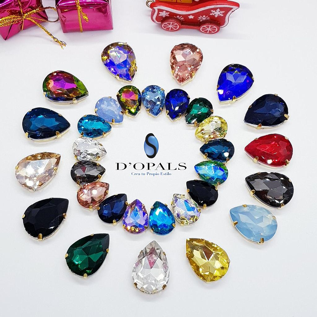 CRISTAL ENGARZADO GOTA GRANDE 18X25MM LIQUIDACION