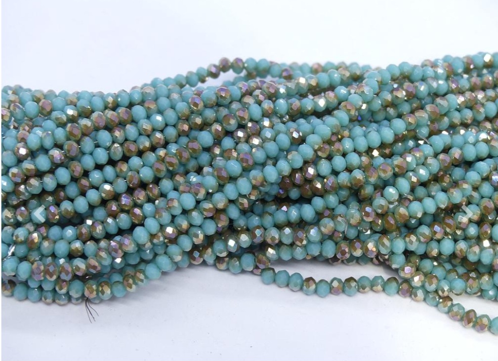 CRISTAL RONDEL TURQUESA CON BRONCE 4MM