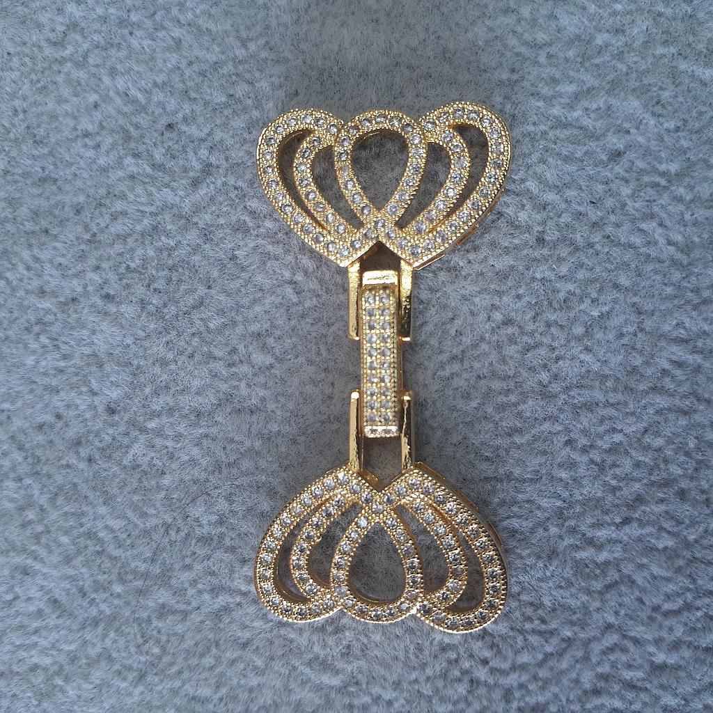 BROCHES CORAZON MICROCIRCON DORADO 