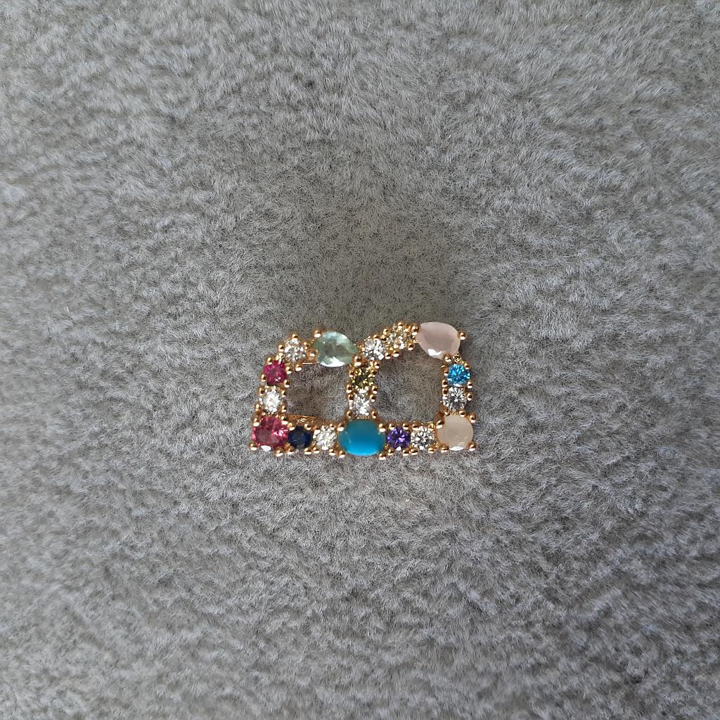 DIJE LETRA B MULTICOLOR DORADO