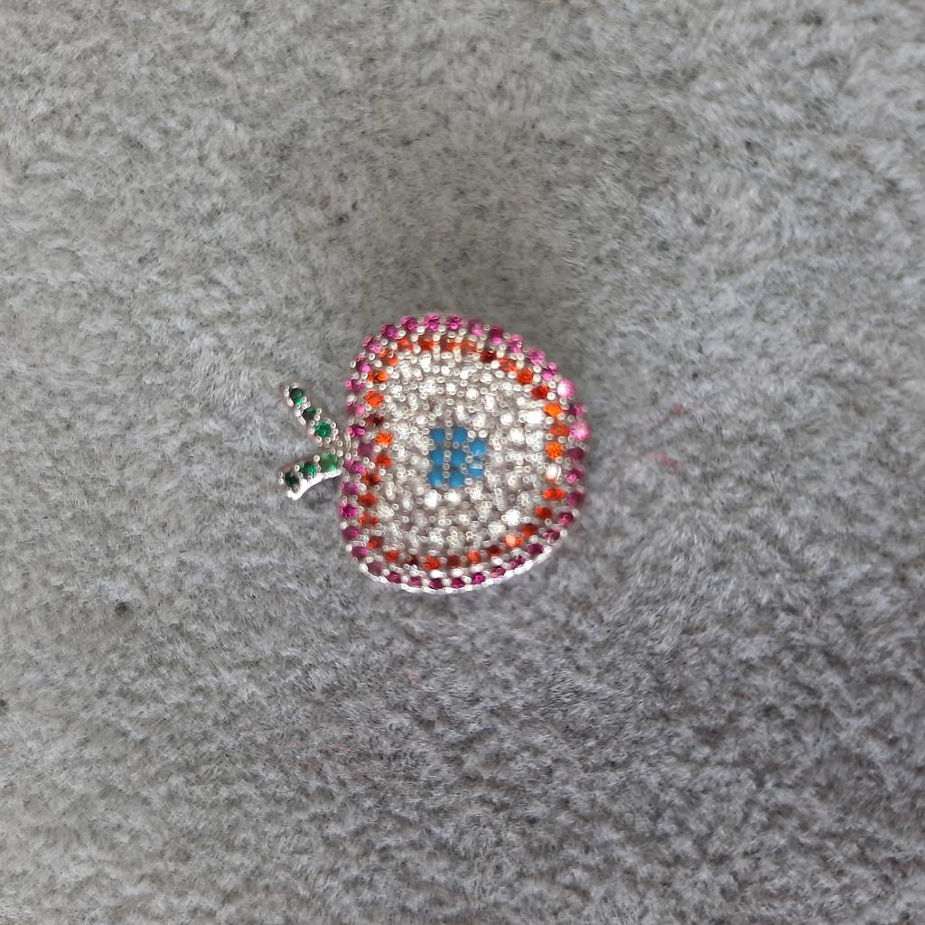 DIJE MANZANA MICROCIRCON PLATEADO