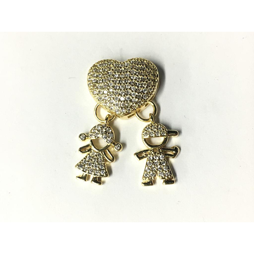 DIJE MICROCIRCONIA CORAZON Y PAREJA DE NIÑOS