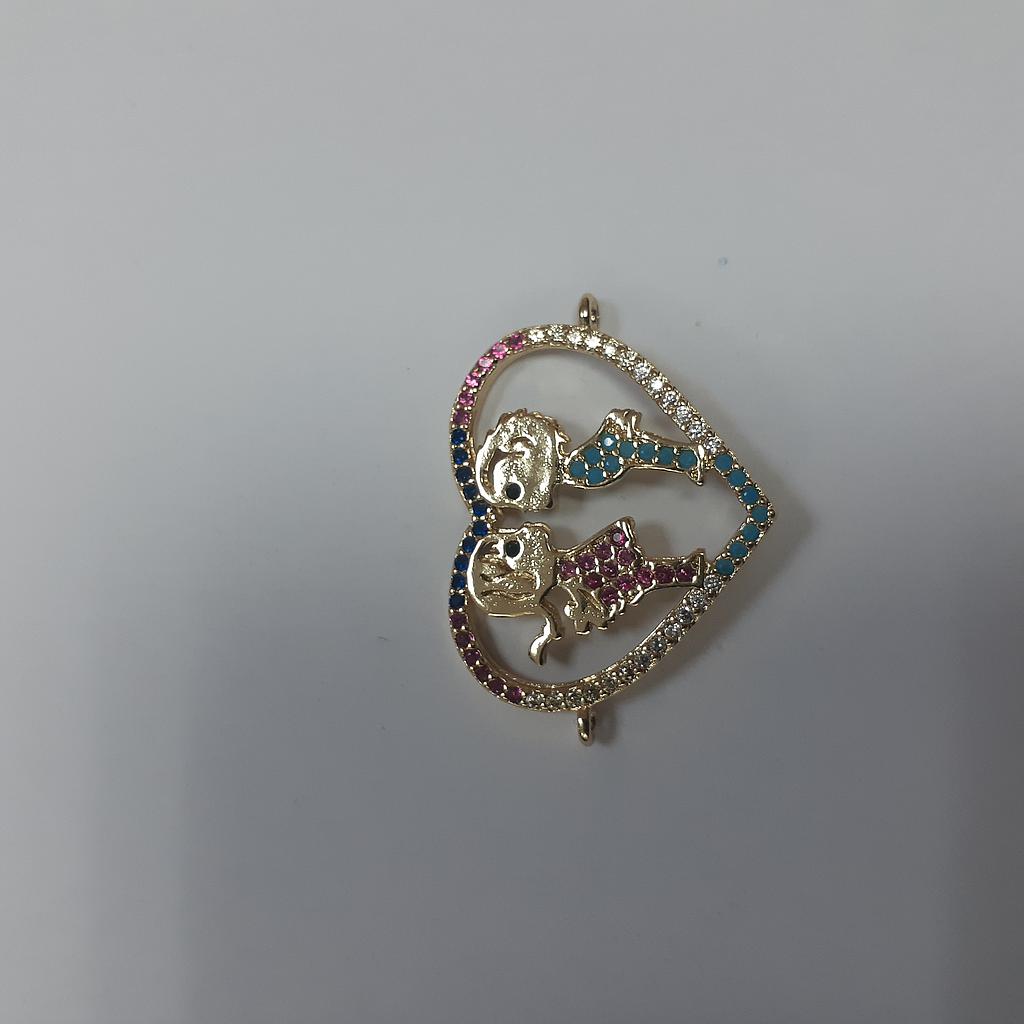 DIJE MICROCIRCON  PAREJA CORAZON