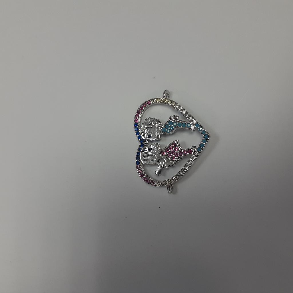 DIJE MICROCIRCON  PAREJA CORAZON
