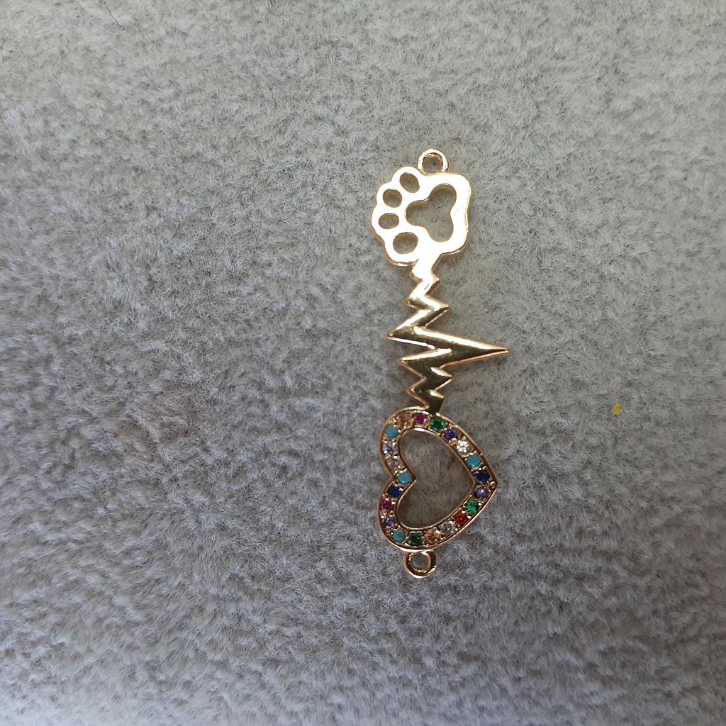 SEPARADORES CORAZON PATITA MICROCIRCON  DORADO 