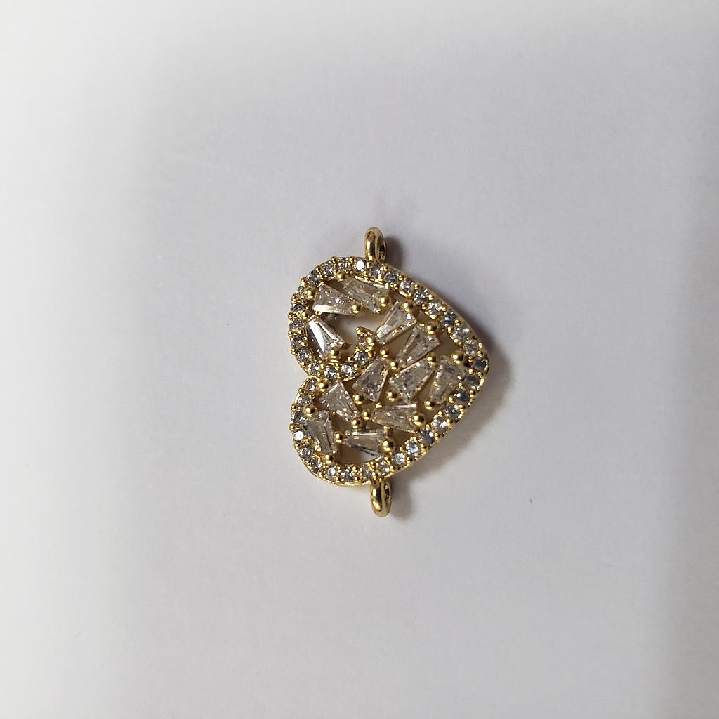 DIJE MICROCIRCON CORAZON DORADO