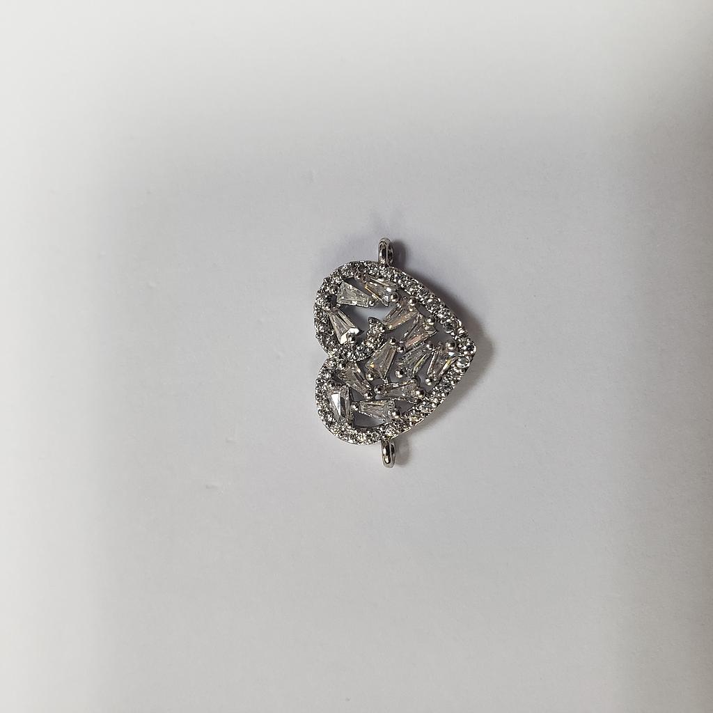 DIJE MICROCIRCON CORAZON PLATEADO