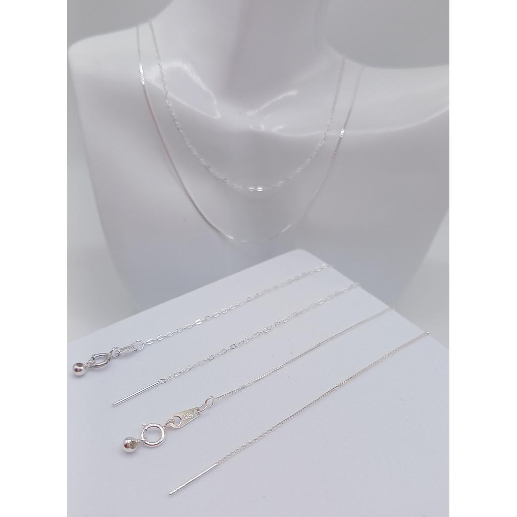 CADENAS TERMINADAS AJUSTABLES DE PLATA 925 18PULG