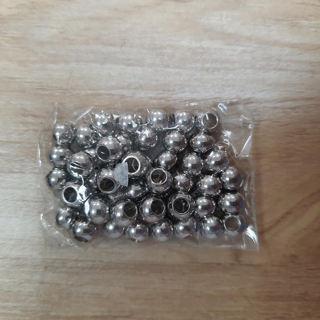 SEPARADOR PLATEADO 6X3MM AGUJERO GRANDE ACERO PAQUETE 100 PCS