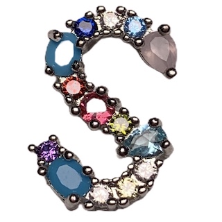 DIJE LETRA S MULTICOLOR PLATEADO