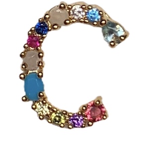 DIJE LETRA C MULTICOLOR DORADO