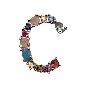 DIJE LETRA C MULTICOLOR PLATEADO