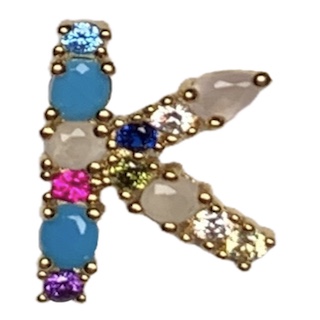 DIJE LETRA K MULTICOLOR DORADO