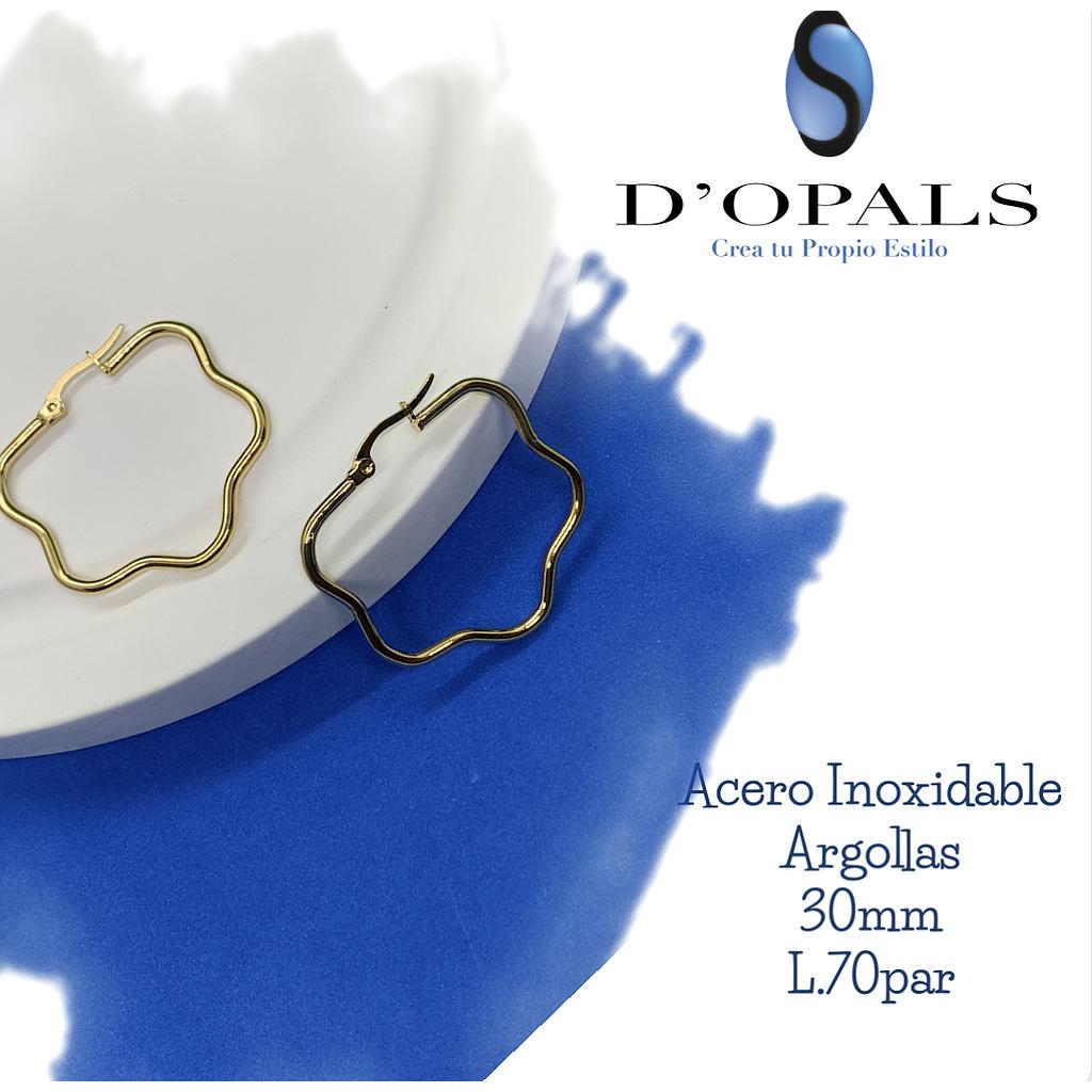 ARGOLLAS DE FLOR DORADAS 30MM