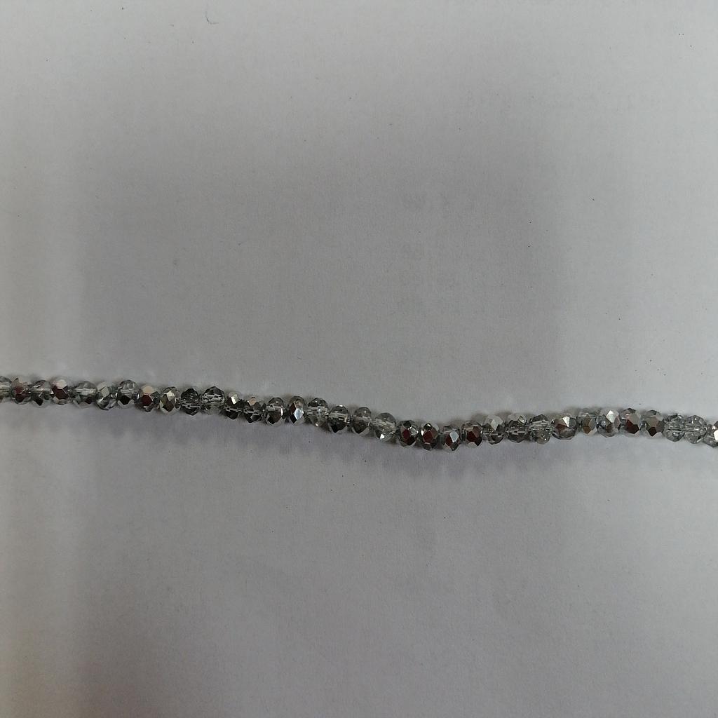 CRISTAL RONDEL GRIS Y PLATEADO 3MM
