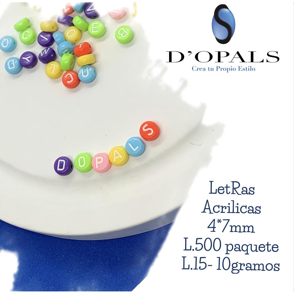 SEPARADOR ACRILICO LETRAS MULTICOLOR 7X4MM MIX 10GR.