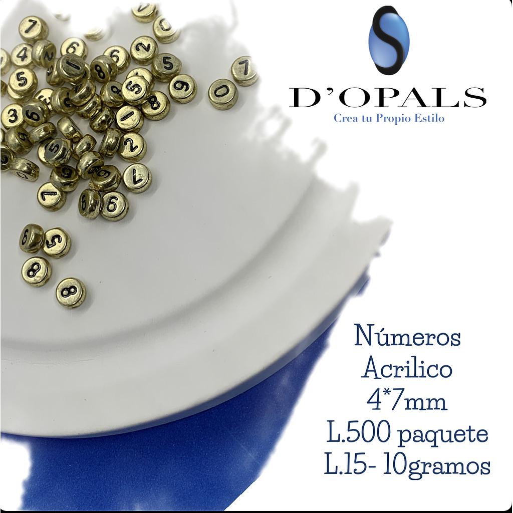 SEPARADOR ACRILICO NUMERO DORADO 4X7MM BOLSA 10GR