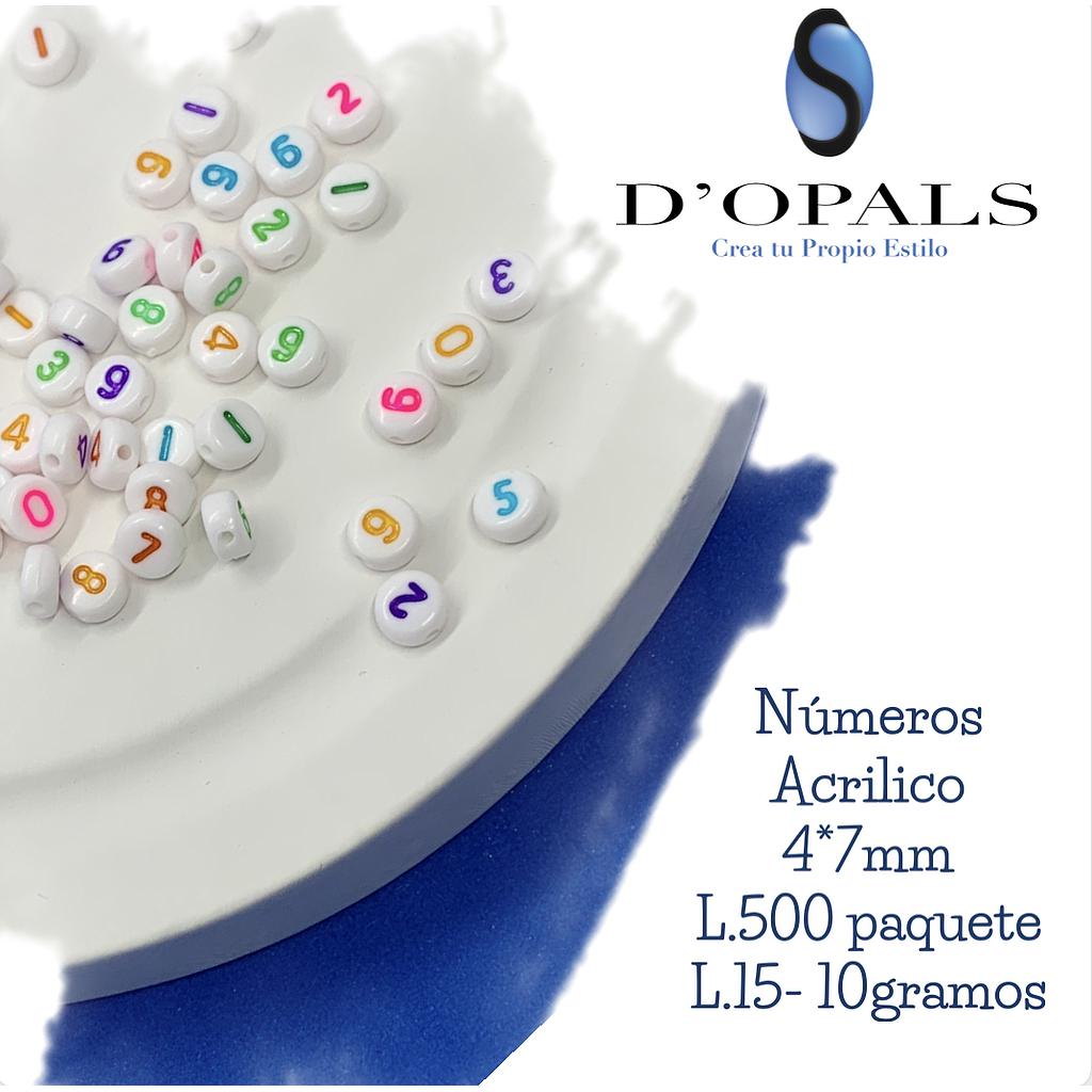 SEPARADORES ACRILICOS NUMEROS MULTICOLOR 3X7MM BOLSA 10GR