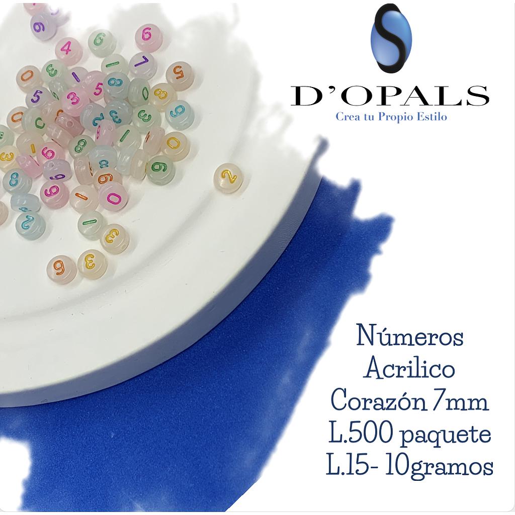 SEPARADOR ACRILICO NUMERO MULTICOLOR 4X7MM BOLSA 10GR