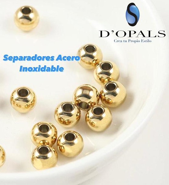SEPARADOR DORADO 6X3MM AGUJERO GRANDE ACERO PAQUETE 100PCS