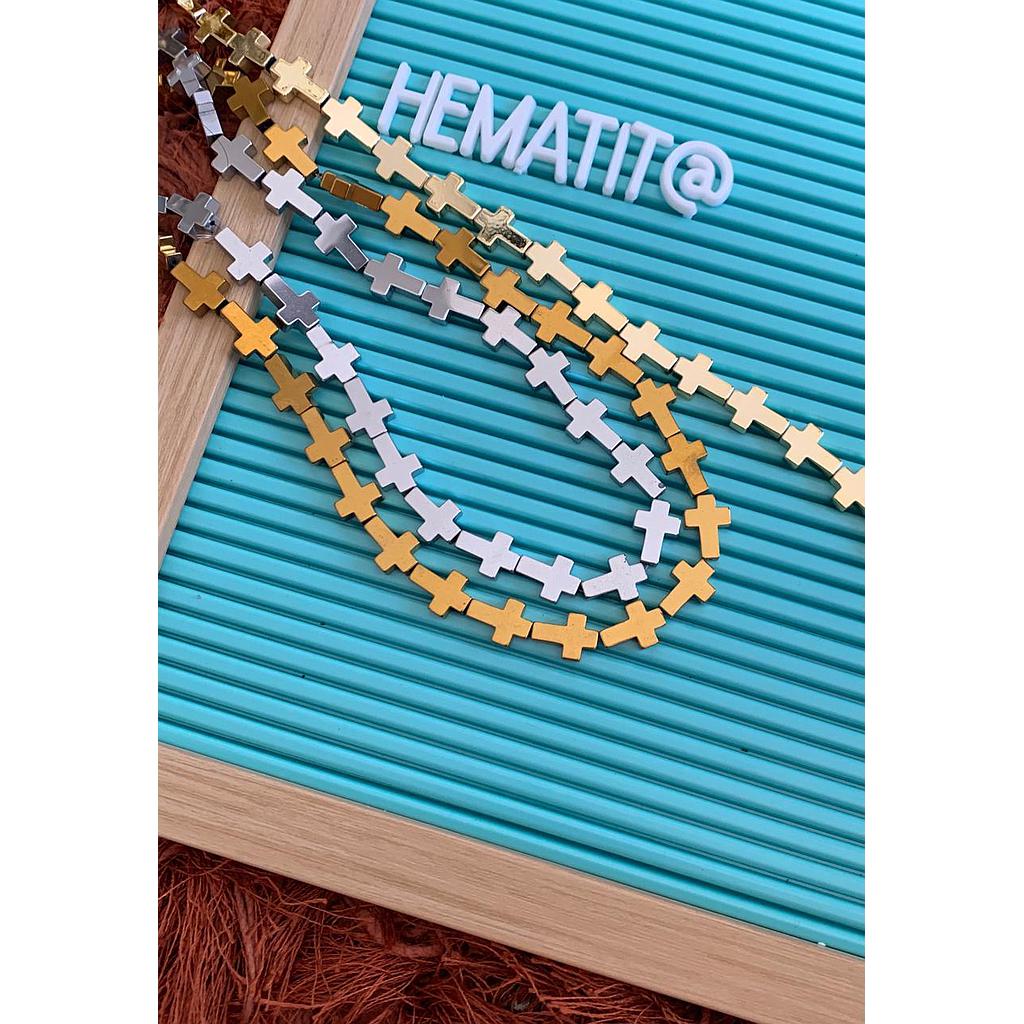 HEMATITA DORADO CRUZ 10X14MM