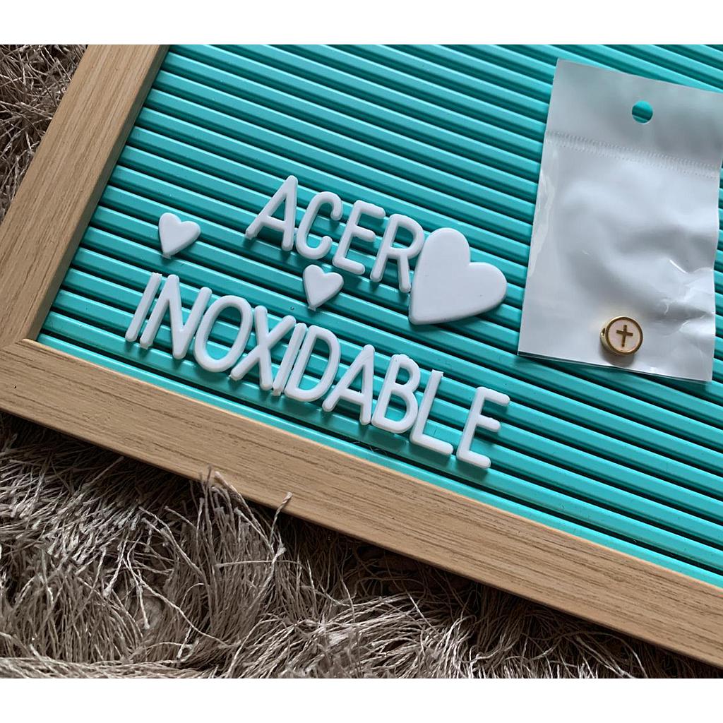 DIJE CRUZ DE ACERO CON CONCHA 10MM