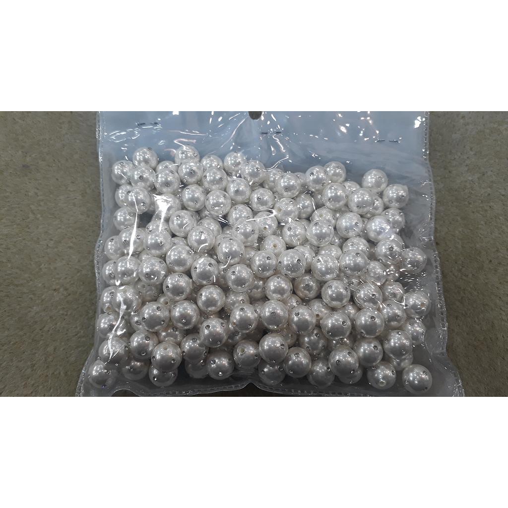 PERLA ACRILICA CON CRISTAL 10MM PAQUETE 100PCS