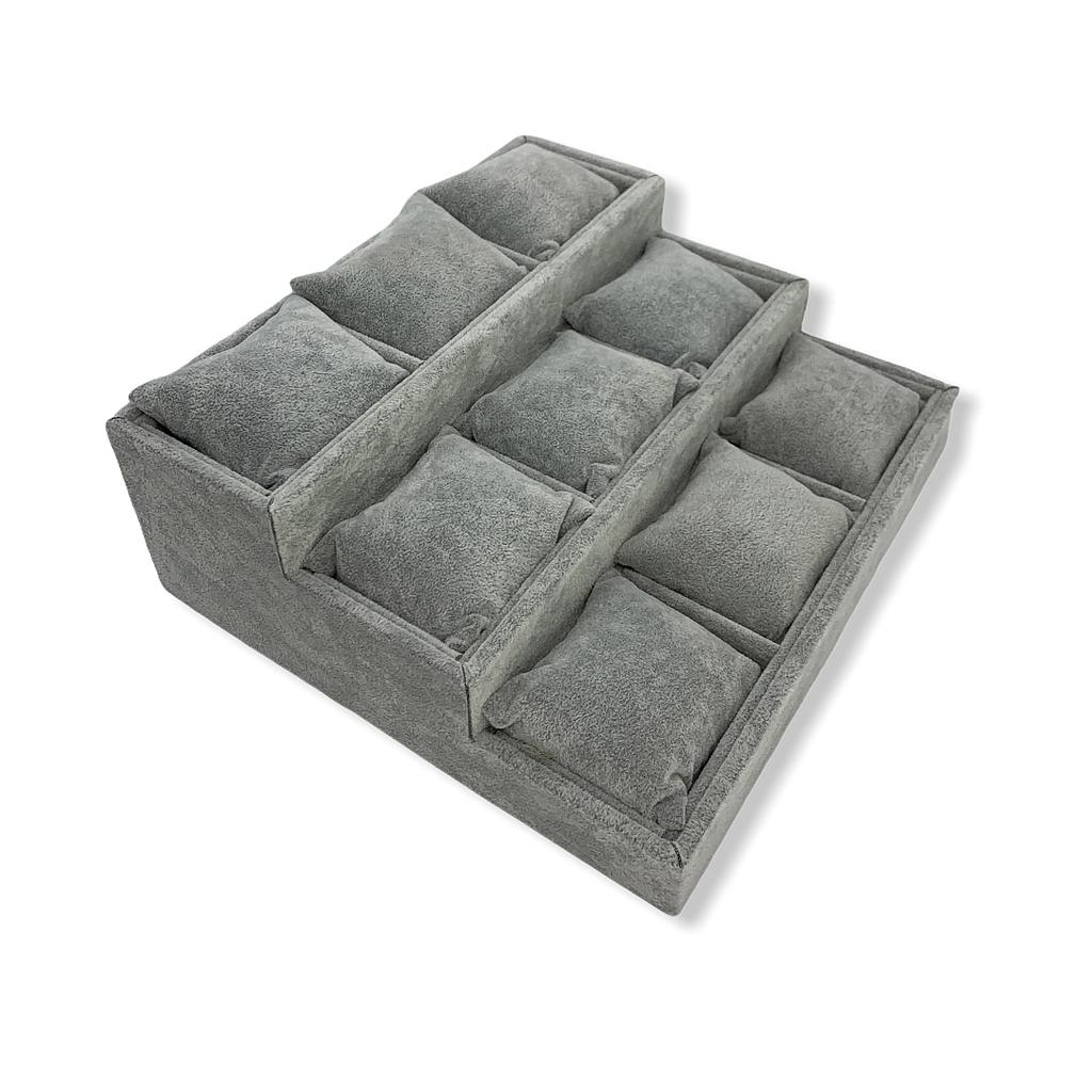 EXHIBIDOR 3 NIVELES CON ALMOHADILLA