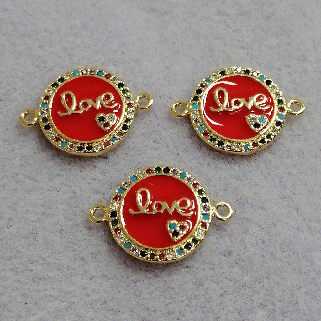 DIJE LOVE ROJO MICROCIRCONIA