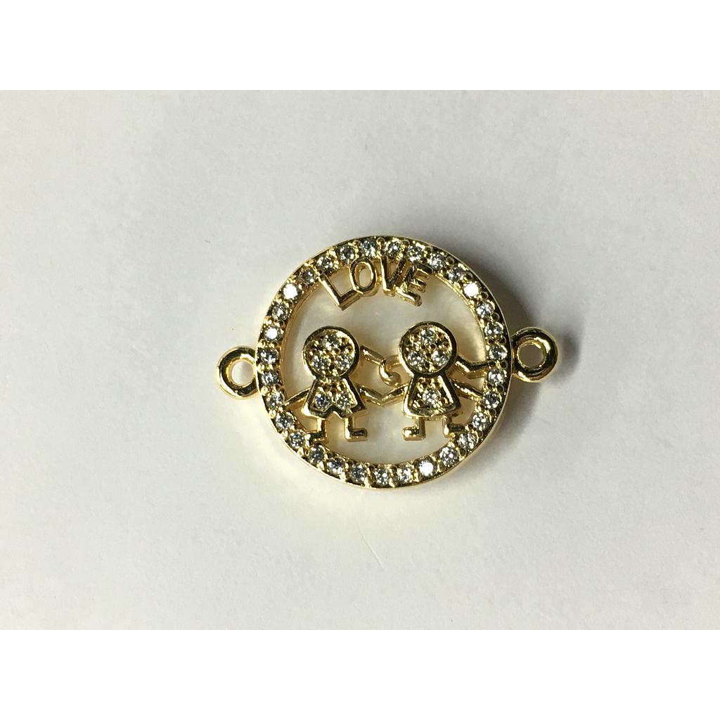 DIJE PAREJA DE NIÑOS 15MM CONCHA Y MICROCIRCONIA