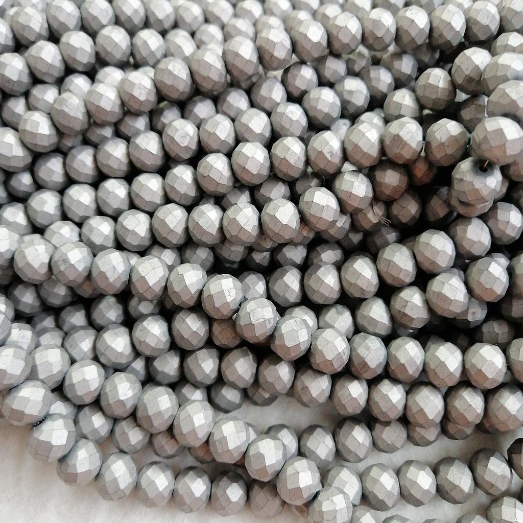 CRISTAL RONDEL MATE PLATEADO 10MM