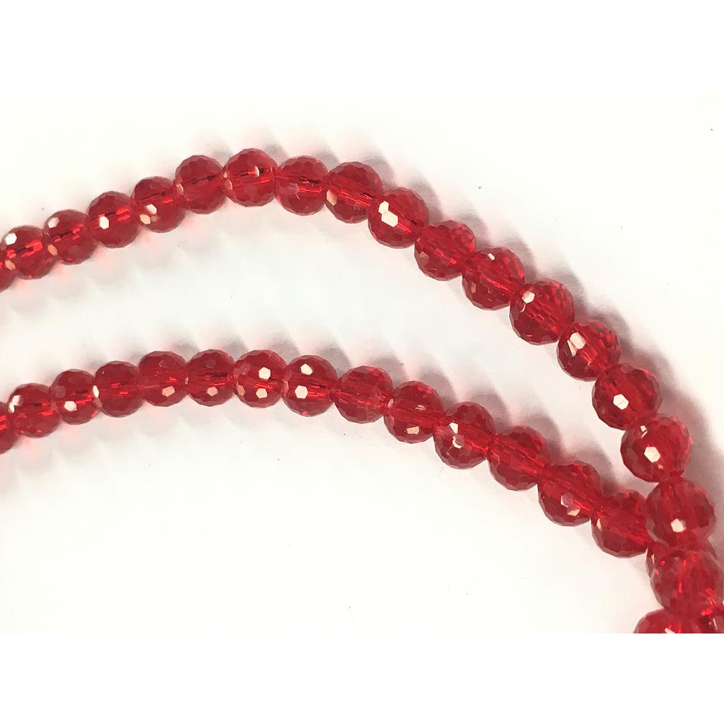 CRISTAL REDONDO FACETADO ROJO BERRY 6MM