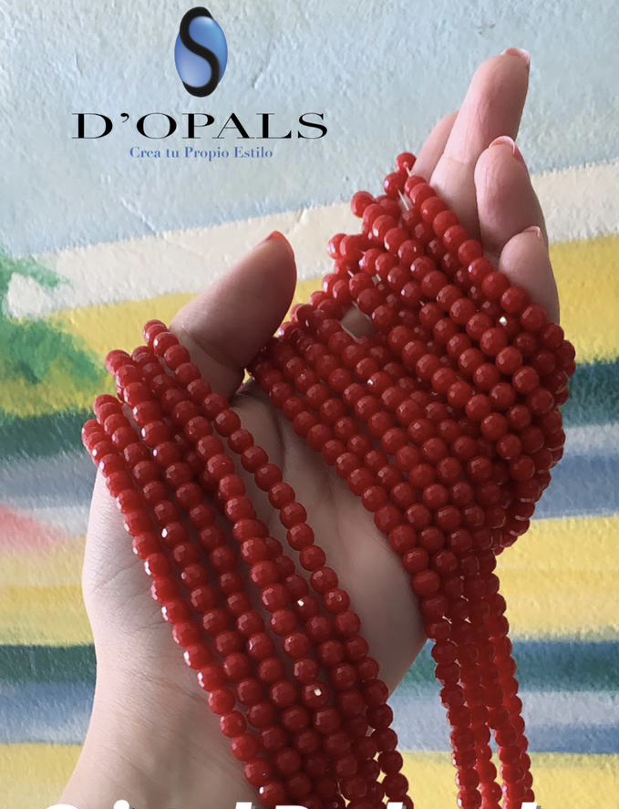 CRISTAL REDONDO FACETADO ROJO 6MM