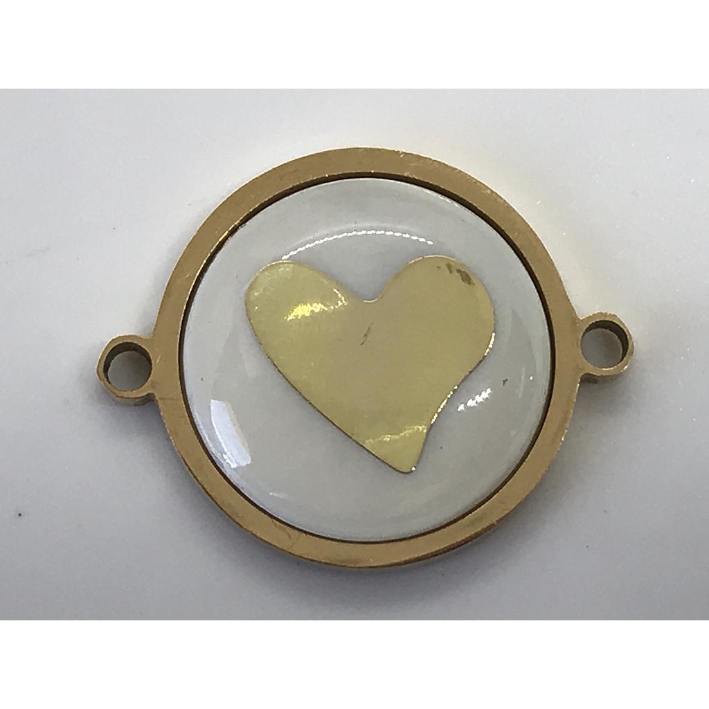 DIJE CORAZON CONCHA Y ACERO